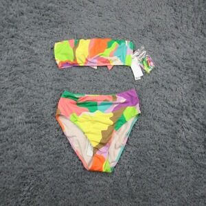 Sanctuary Bikini Swimsuit Womens Small Multicolor Camo Bandeau High Waist NWT